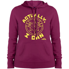 Captain Marvel Actually I Can Yellow Logo Women Hooded Sweatshirt Women Hooded Sweatshirt - parenttees