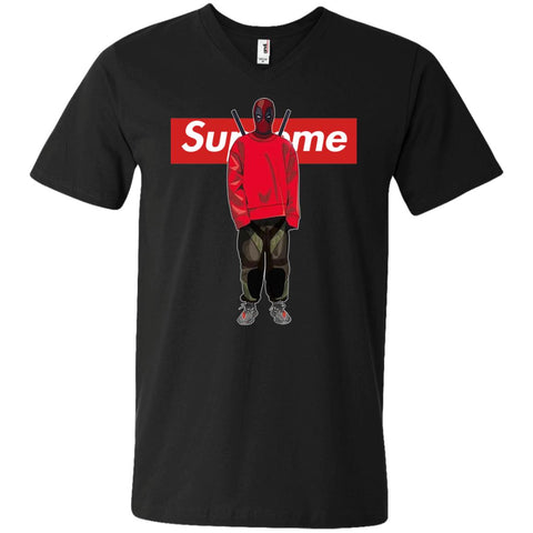 Supreme Deadpool Hiphop T-shirt Men V-Neck T-Shirt Black / S Men V-Neck T-Shirt - parenttees