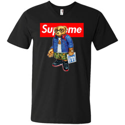 Supreme Bear Style Music T-shirt Men V-Neck T-Shirt