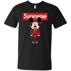 Supreme Mickey Style Fashion T-shirt Men V-Neck T-Shirt