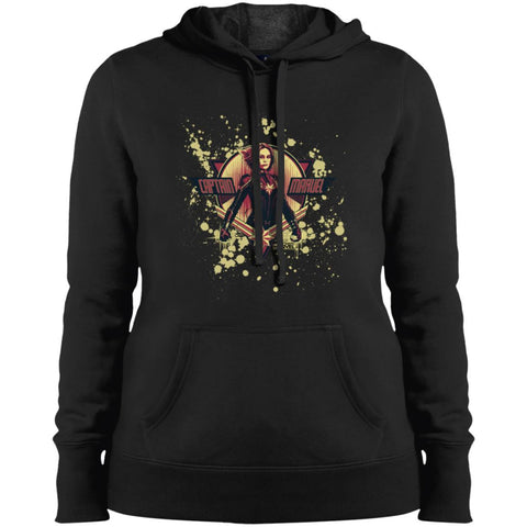 Captain Marvel Cracked Paint Splatter Logo Women Hooded Sweatshirt Black / X-Small Women Hooded Sweatshirt - parenttees