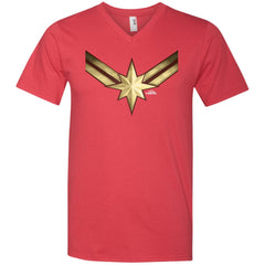 Captain Marvel Gleaming Chest Logo Men V-Neck T-Shirt Men V-Neck T-Shirt - parenttees