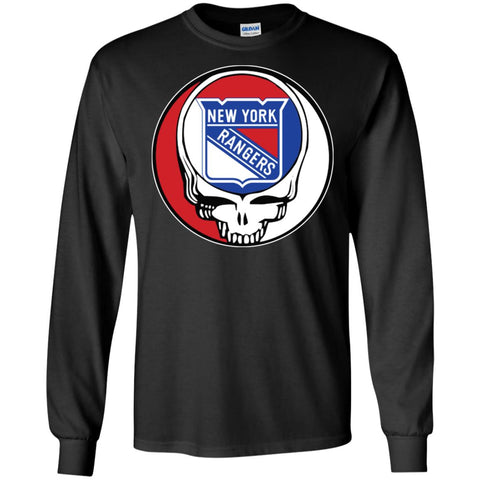 New York Rangers Grateful Dead Steal Your Face Hockey Nhl Shirts Men Long Sleeve Shirt Black / S Men Long Sleeve Shirt - parenttees