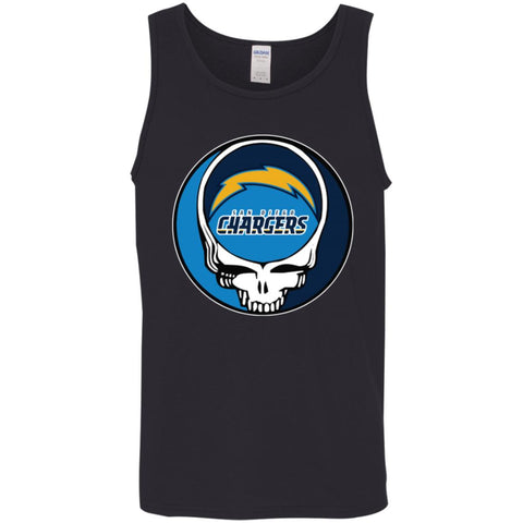 Los Angeles Chargers Grateful Dead Steal Your Face Football Nfl Shirts Men Cotton Tank Black / X-Small Men Cotton Tank - parenttees