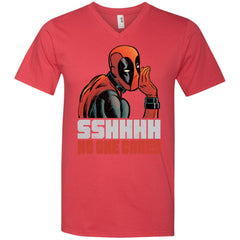 Marvel Deadpool Shhh No One Cares Whisper Men V-Neck T-Shirt Men V-Neck T-Shirt - parenttees