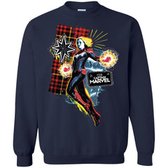 Captain Marvel Plaid Jean Patched Portrait Crewneck Pullover Sweatshirt Crewneck Pullover Sweatshirt - parenttees