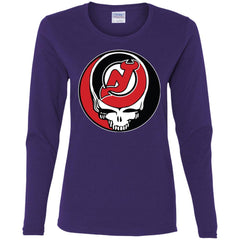 New Jersey Devils Grateful Dead Steal Your Face Hockey Nhl Shirts Women Long Sleeve Shirt Women Long Sleeve Shirt - parenttees