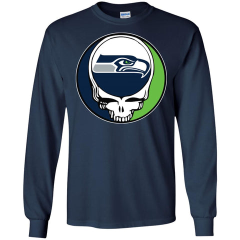 Seattle Seahawks Grateful Dead Steal Your Face Football Nfl Shirts Men Long Sleeve Shirt Black / S Men Long Sleeve Shirt - parenttees