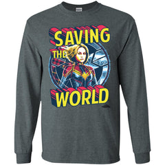 Captain Marvel Saving The World Portrait Men Long Sleeve Shirt Men Long Sleeve Shirt - parenttees