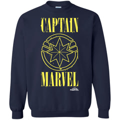 Captain Marvel Yellow Paint Drip Logo Crewneck Pullover Sweatshirt Crewneck Pullover Sweatshirt - parenttees