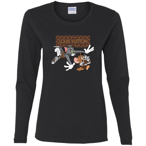 Louis Vuitton Cartoon Tom And Jerry T-shirt Women Long Sleeve Shirt Black / S Women Long Sleeve Shirt - parenttees