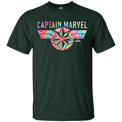 Captain Marvel Logo Banner Tie Dye Colors Men Cotton T-Shirt Men Cotton T-Shirt - parenttees