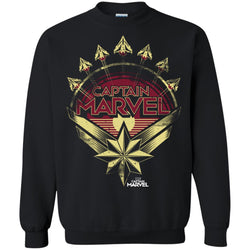 Captain Marvel Yellow Red Plane Flight Logo Crewneck Pullover Sweatshirt