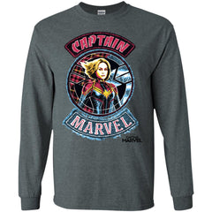 Captain Marvel Stitched Patched Portrait Men Long Sleeve Shirt Men Long Sleeve Shirt - parenttees