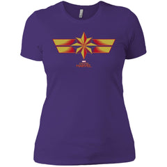 Marvel Captain Marvel Retro Red Yellow Logo Women Cotton T-Shirt Women Cotton T-Shirt - parenttees