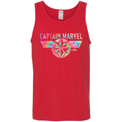 Captain Marvel Logo Banner Tie Dye Colors Men Cotton Tank Men Cotton Tank - parenttees