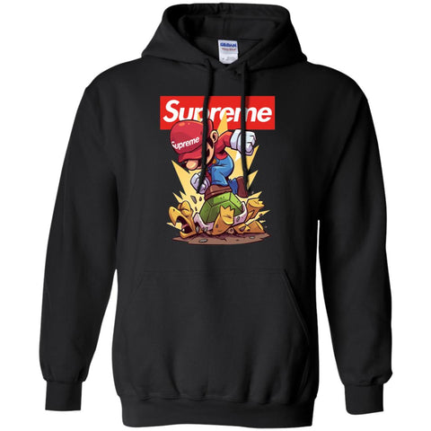 Supreme Mario Gaming T-shirt Pullover Hoodie Sweatshirt Black / S Pullover Hoodie Sweatshirt - parenttees