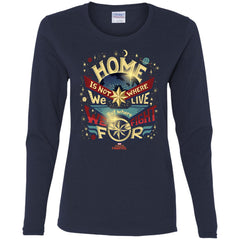 Captain Marvel Home Is What We Fight For Women Long Sleeve Shirt Women Long Sleeve Shirt - parenttees