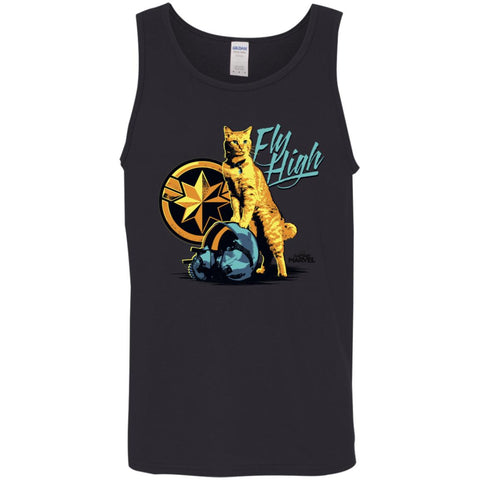 Captain Marvel Symbol Goose Fly High Men Cotton Tank Black / X-Small Men Cotton Tank - parenttees