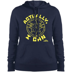 Captain Marvel Actually I Can Yellow Logo Women Hooded Sweatshirt Women Hooded Sweatshirt - parenttees