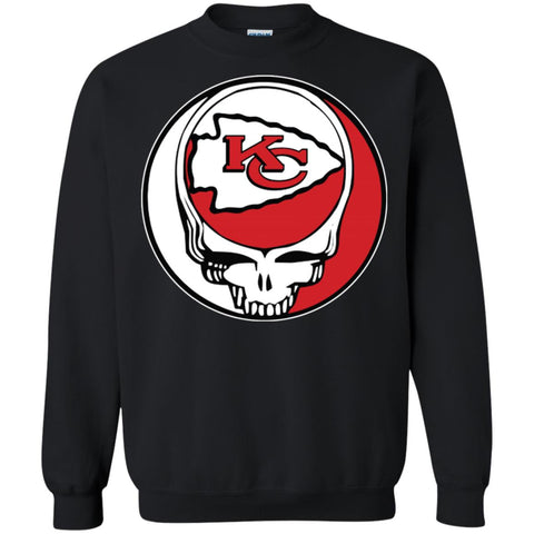 Kansas City Chiefs Grateful Dead Steal Your Face Football Nfl Shirts Crewneck Pullover Sweatshirt Black / S Crewneck Pullover Sweatshirt - parenttees