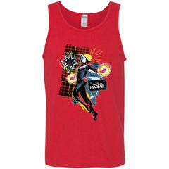 Captain Marvel Plaid Jean Patched Portrait Men Cotton Tank Men Cotton Tank - parenttees