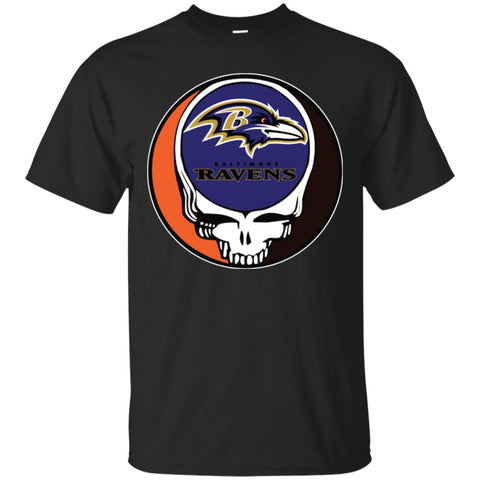 Baltimore Ravens Grateful Dead Steal Your Face Football Nfl Shirts Men Cotton T-Shirt Black / S Men Cotton T-Shirt - parenttees