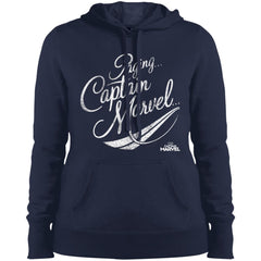 Captain Marvel Paging Distressed Cursive Women Hooded Sweatshirt Women Hooded Sweatshirt - parenttees