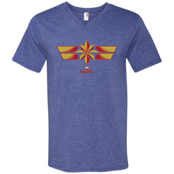 Marvel Captain Marvel Retro Red Yellow Logo Men V-Neck T-Shirt