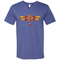 Marvel Captain Marvel Retro Red Yellow Logo Men V-Neck T-Shirt Men V-Neck T-Shirt - parenttees