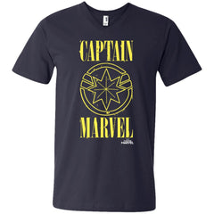 Captain Marvel Yellow Paint Drip Logo Men V-Neck T-Shirt Men V-Neck T-Shirt - parenttees