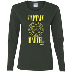 Captain Marvel Yellow Paint Drip Logo Women Long Sleeve Shirt Women Long Sleeve Shirt - parenttees