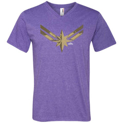 Captain Marvel Simple Gold Shadowed Logo Men V-Neck T-Shirt Men V-Neck T-Shirt - parenttees