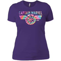 Captain Marvel Logo Banner Tie Dye Colors Women Cotton T-Shirt Women Cotton T-Shirt - parenttees