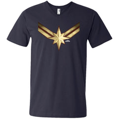 Captain Marvel Gleaming Chest Logo Men V-Neck T-Shirt Men V-Neck T-Shirt - parenttees