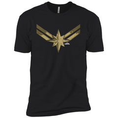 Captain Marvel Simple Gold Shadowed Logo Men Short Sleeve T-Shirt Men Short Sleeve T-Shirt - parenttees