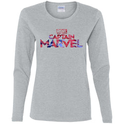 Captain Marvel Bold Tie Dye Movie Logo Women Long Sleeve Shirt