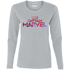 Captain Marvel Bold Tie Dye Movie Logo Women Long Sleeve Shirt Women Long Sleeve Shirt - parenttees