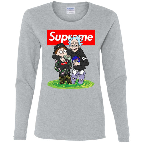 Supreme Rick And Morty T-shirt Women Long Sleeve Shirt Black / S Women Long Sleeve Shirt - parenttees