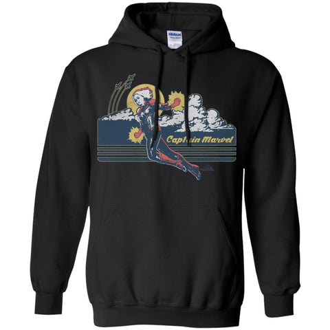 Marvel Captain Marvel Flight Clouds Vintage Pullover Hoodie Sweatshirt Black / S Pullover Hoodie Sweatshirt - parenttees