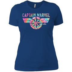 Captain Marvel Logo Banner Tie Dye Colors Women Cotton T-Shirt Women Cotton T-Shirt - parenttees