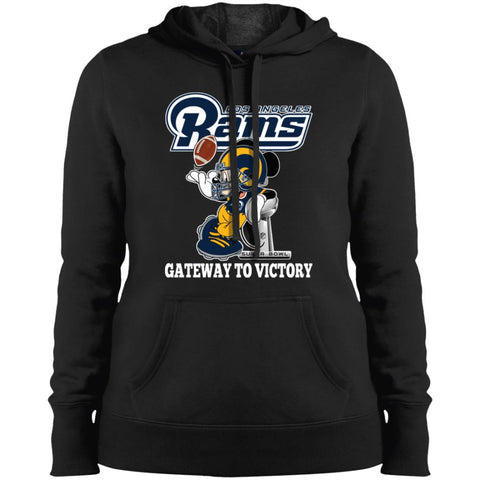 Los Angeles Rams Gateway To Victory Super Bowl 2019 Mickey Mouse Football Nfl Women Hooded Sweatshirt Black / X-Small Women Hooded Sweatshirt - parenttees