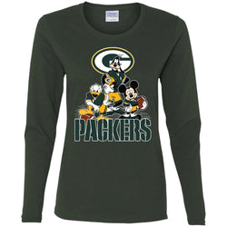 Mickey Mouse Green Bay Packer American Football Nfl Sports Shirt Women Long Sleeve Shirt