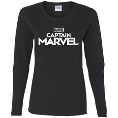 Marvel Captain Marvel Movie Logo White Women Long Sleeve Shirt Women Long Sleeve Shirt - parenttees