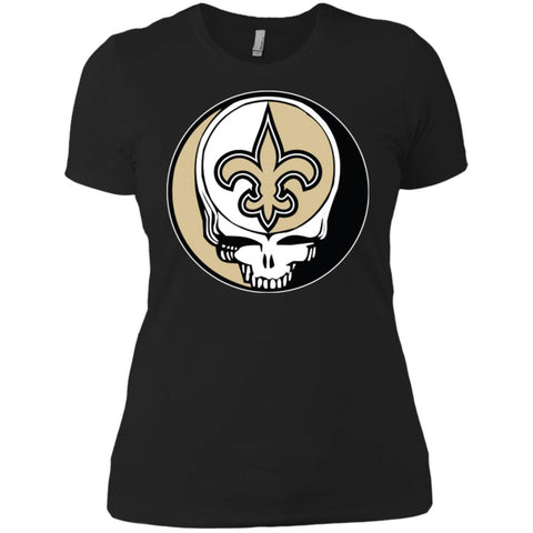 New Orleans Saints Grateful Dead Steal Your Face Football Nfl Shirts Women Cotton T-Shirt Black / X-Small Women Cotton T-Shirt - parenttees