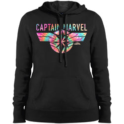 Captain Marvel Logo Banner Tie Dye Colors Women Hooded Sweatshirt