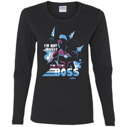 Captain Marvel I'm The Boss Space Blue Red Women Long Sleeve Shirt