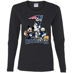 Nfl - New England Patriots Donald Duck Goofy Mickey Mouse Super Bowl 2019 Football Women Long Sleeve Shirt