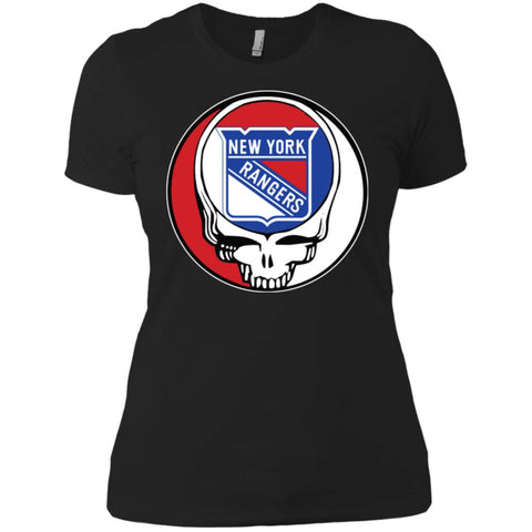 New York Rangers Grateful Dead Steal Your Face Hockey Nhl Shirts Women Cotton T-Shirt Black / X-Small Women Cotton T-Shirt - parenttees