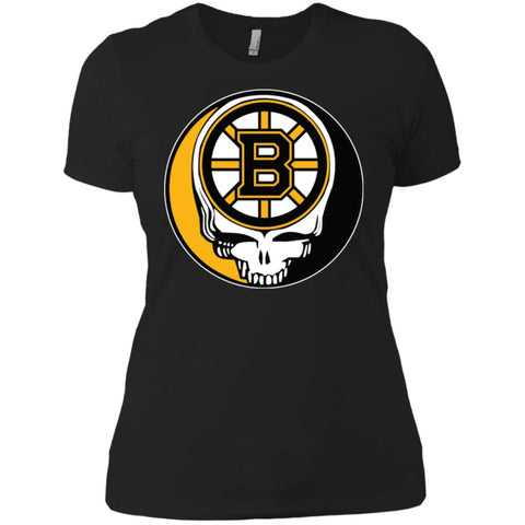 Boston Bruins Grateful Dead Steal Your Face Hockey Nhl Shirts Women Cotton T-Shirt Black / X-Small Women Cotton T-Shirt - parenttees